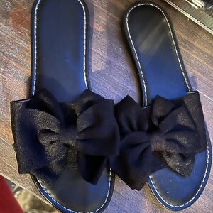 Cute  Black Bow Slide Sandals